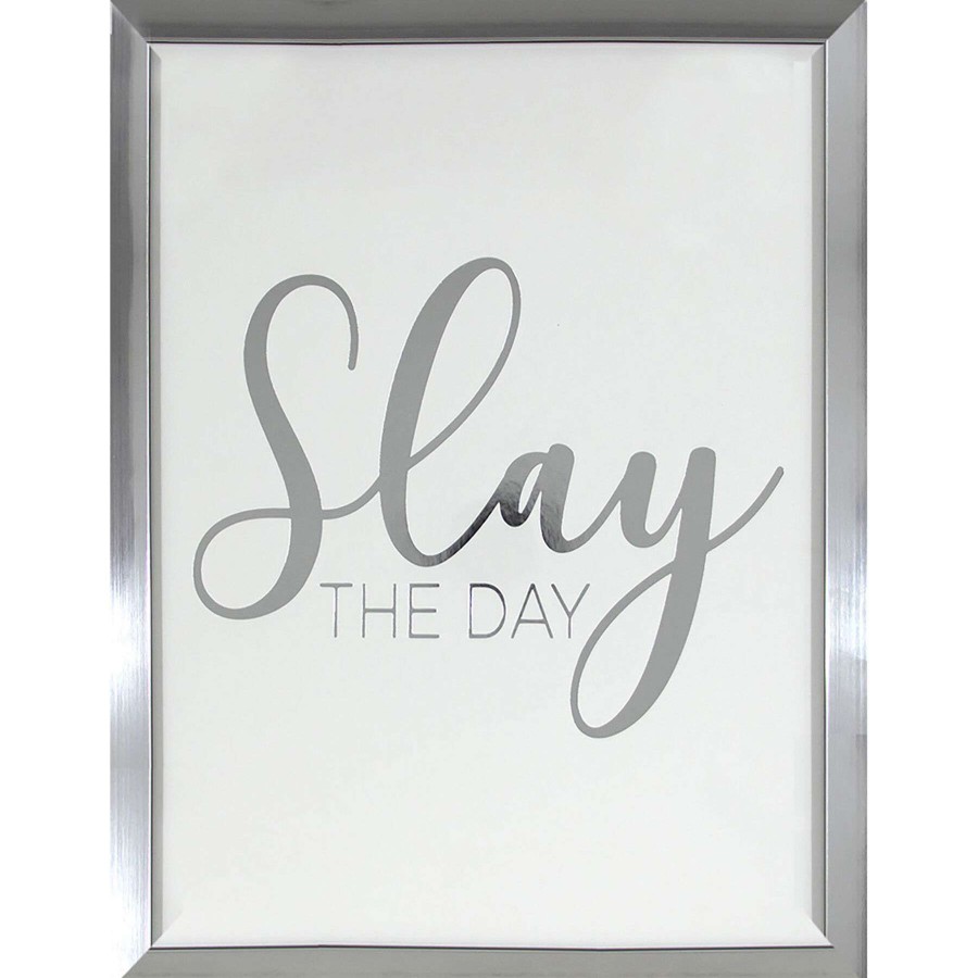 Wall Art * | 12X16 Slay The Day Framed Art With Silver Foil Under Glass High Quality