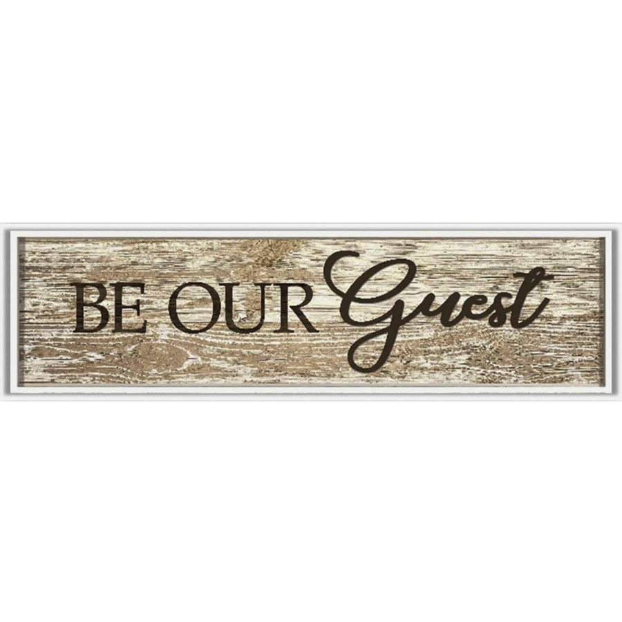 Wall Art * | 8X30 Be Our Guest Textured Plaque Framed With Raised Word Online Discount