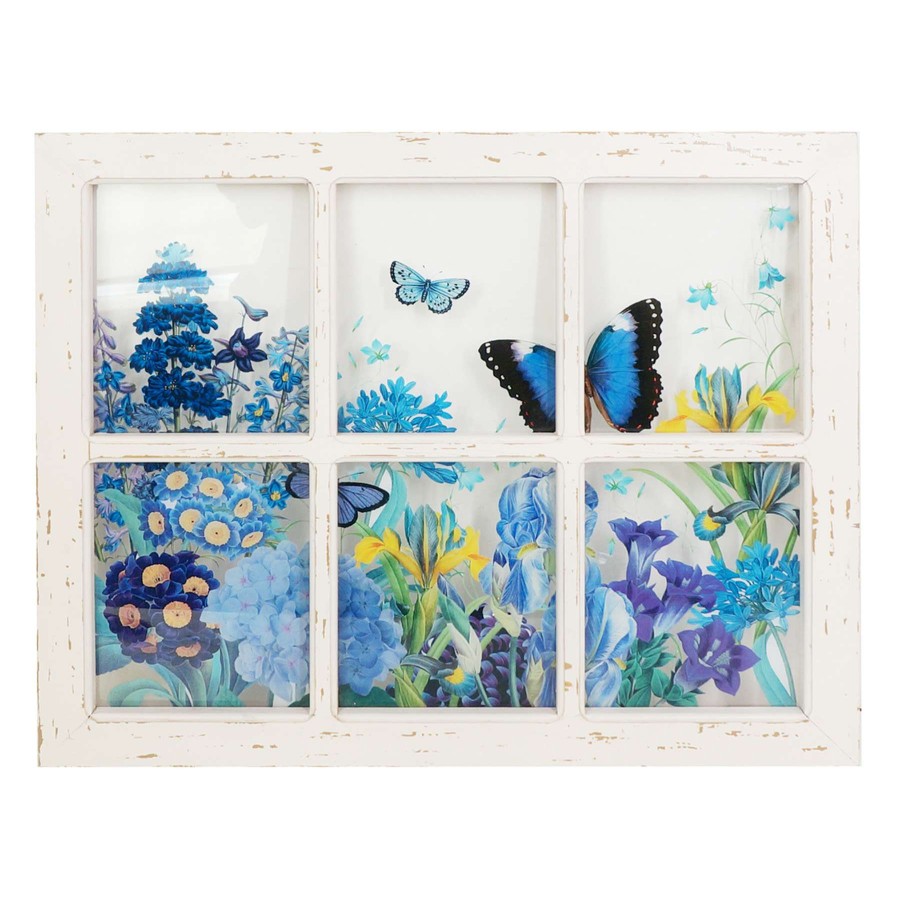 Wall Art * | Blue Butterfly Window Panel, 19 23.5 Offering Discounts