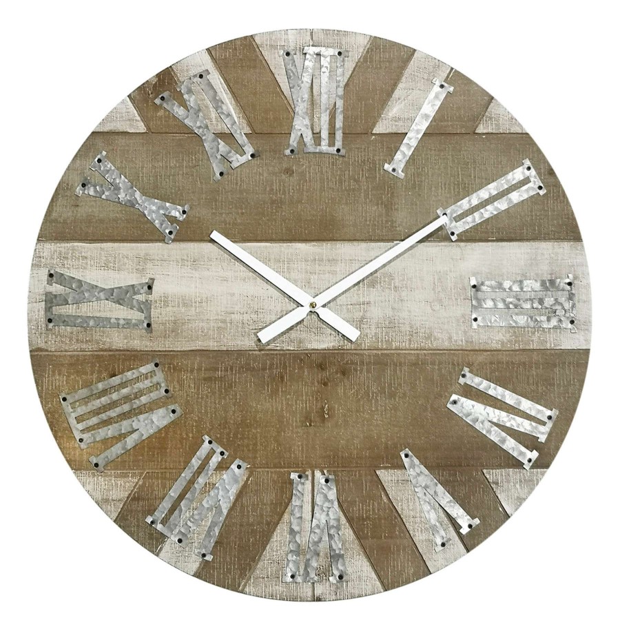 Clocks * | 23In. Round Metal Wall Clock Half Price