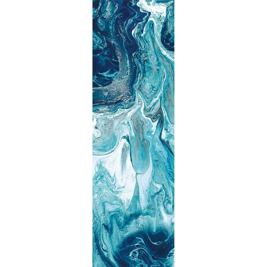 Wall Art * | Abstract Marbled Teal & Cobalt Blue Canvas Wall Art, 12X36 Discount Store