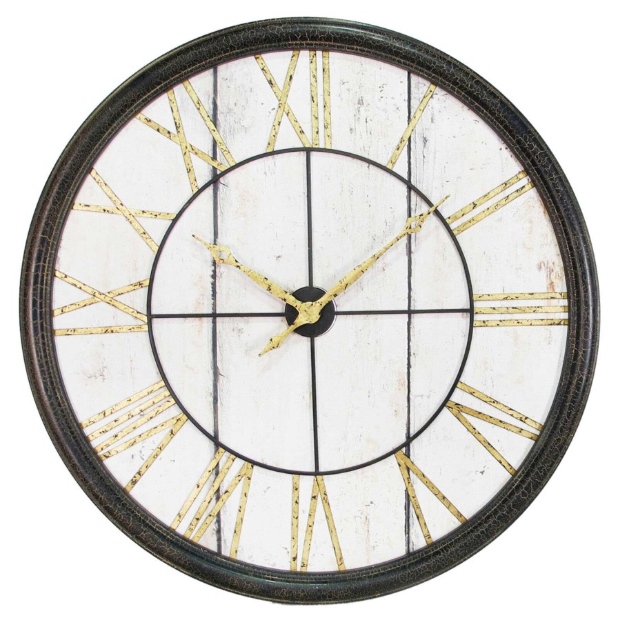 Clocks * | 40 Metal/Wood Round Wall Clock Original Model