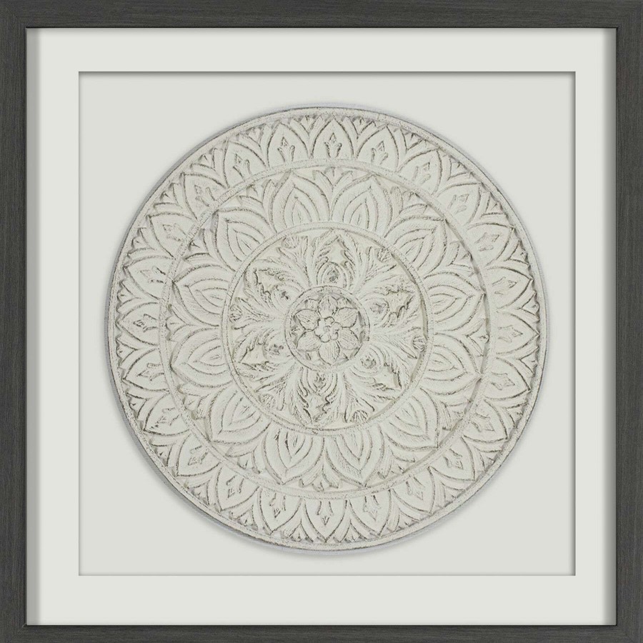 Wall Art * | 24X24 Whitewash Medallion Framed Matted Under Glass Half Price