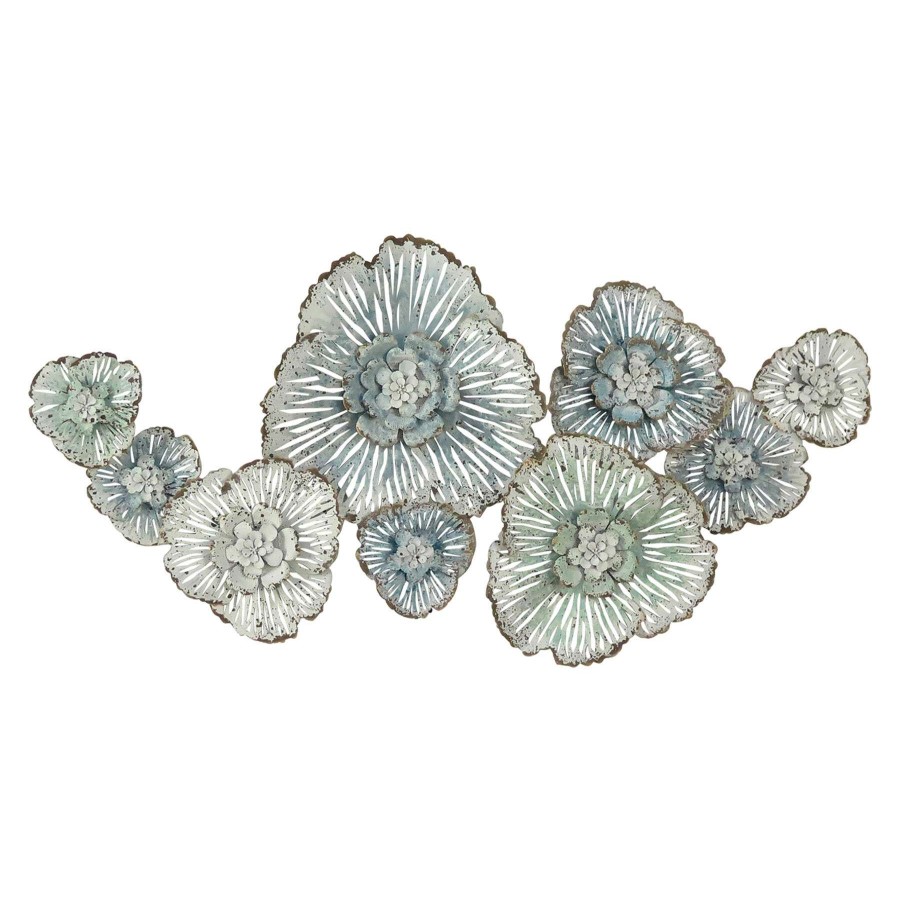 Wall Art * | 52X25 Metal Flower Set Good Quality