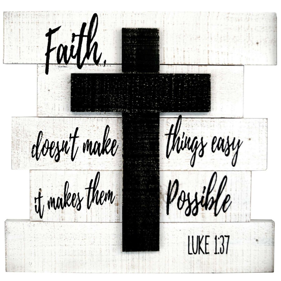 Wall Art * | 16X15 Faith Cross Pallet Wall Art Clearance