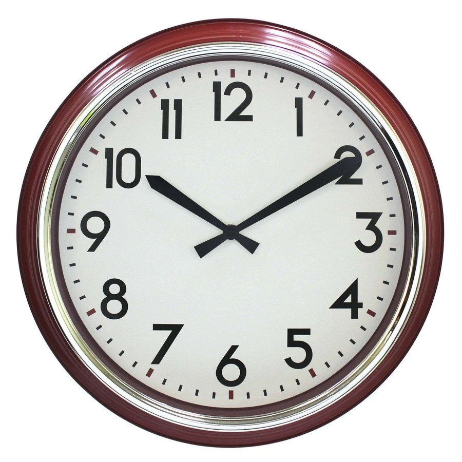 Clocks * | 16In. Red Retro Lucy Round Wall Clock Discount Store