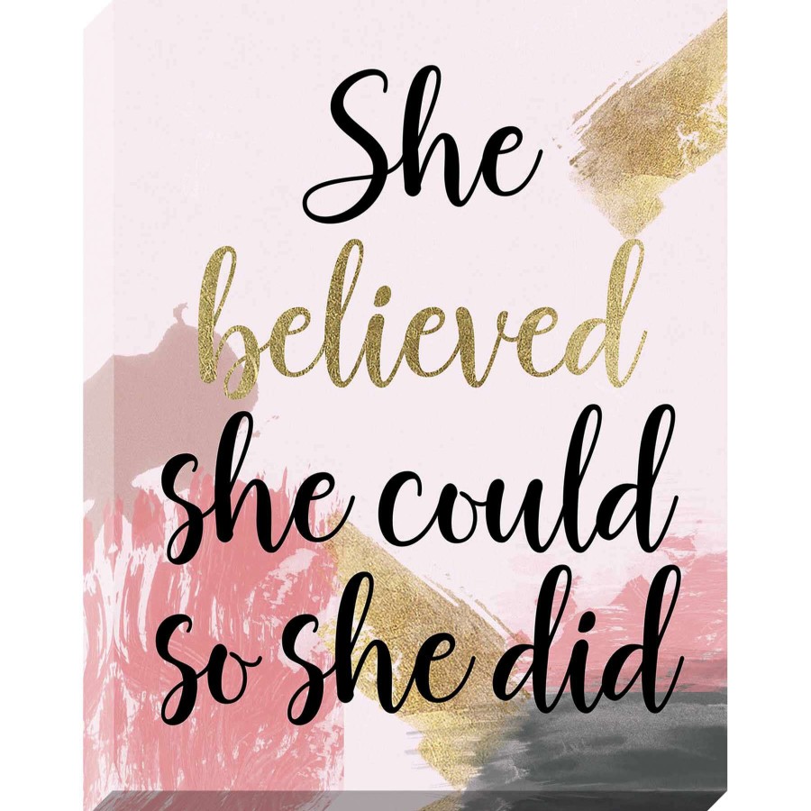 Wall Art * | She Believed She Could So She Did Canvas Wall Art, 11 14 Online