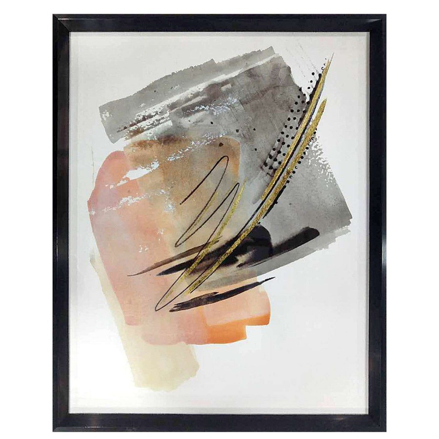 Wall Art * | Glass Framed Peach & Grey Abstract Wall Art, 17 21 Original Model