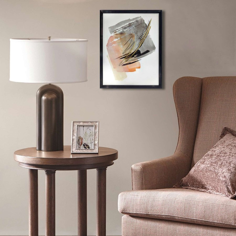 Wall Art * | Glass Framed Peach & Grey Abstract Wall Art, 17 21 Original Model