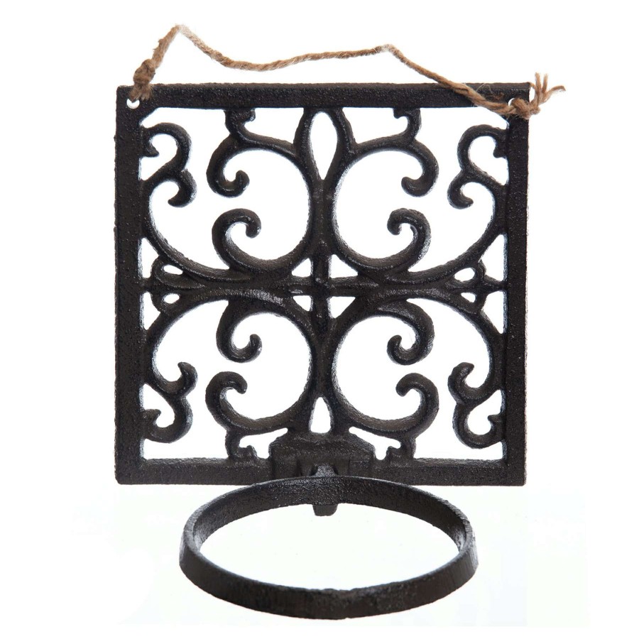 Wall Art * | Square Metal Scroll Plant Holder Best Sale