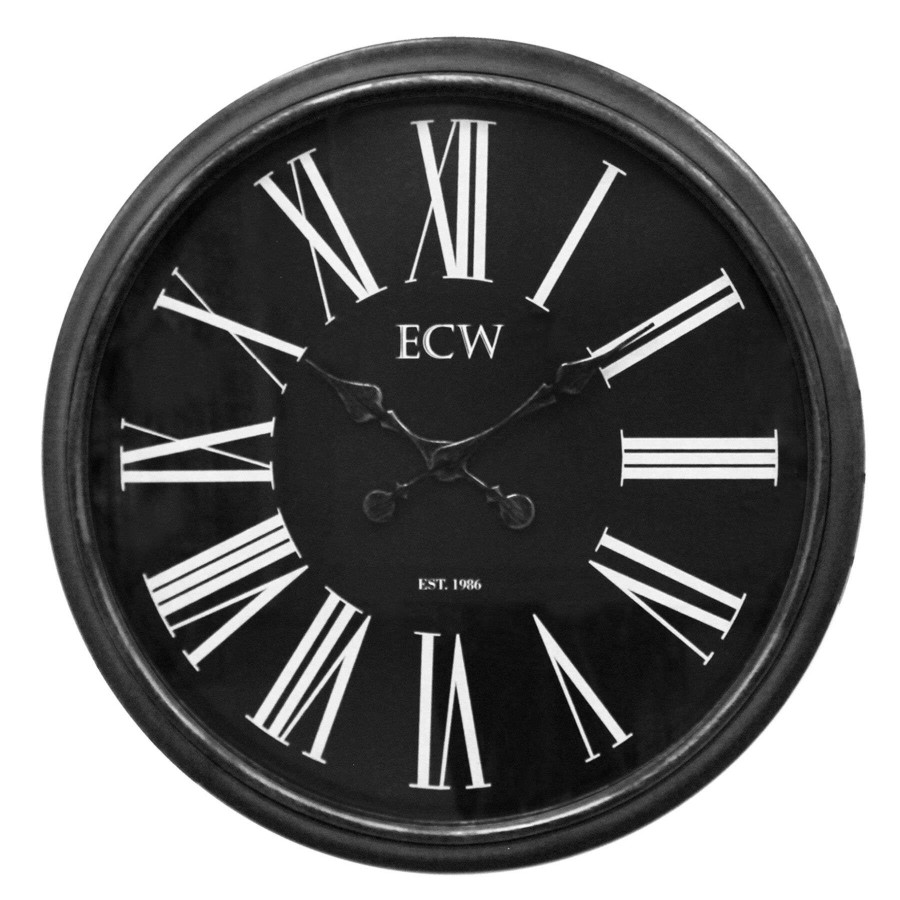 Clocks * | 30In. Distressed Grey Round Wall Clock With Modern Frame Promotion