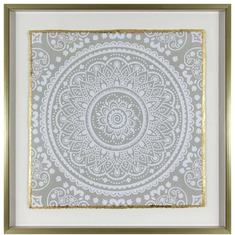 Wall Art * | Glass Framed Medallion Print Wall Art, 24 Best Quality