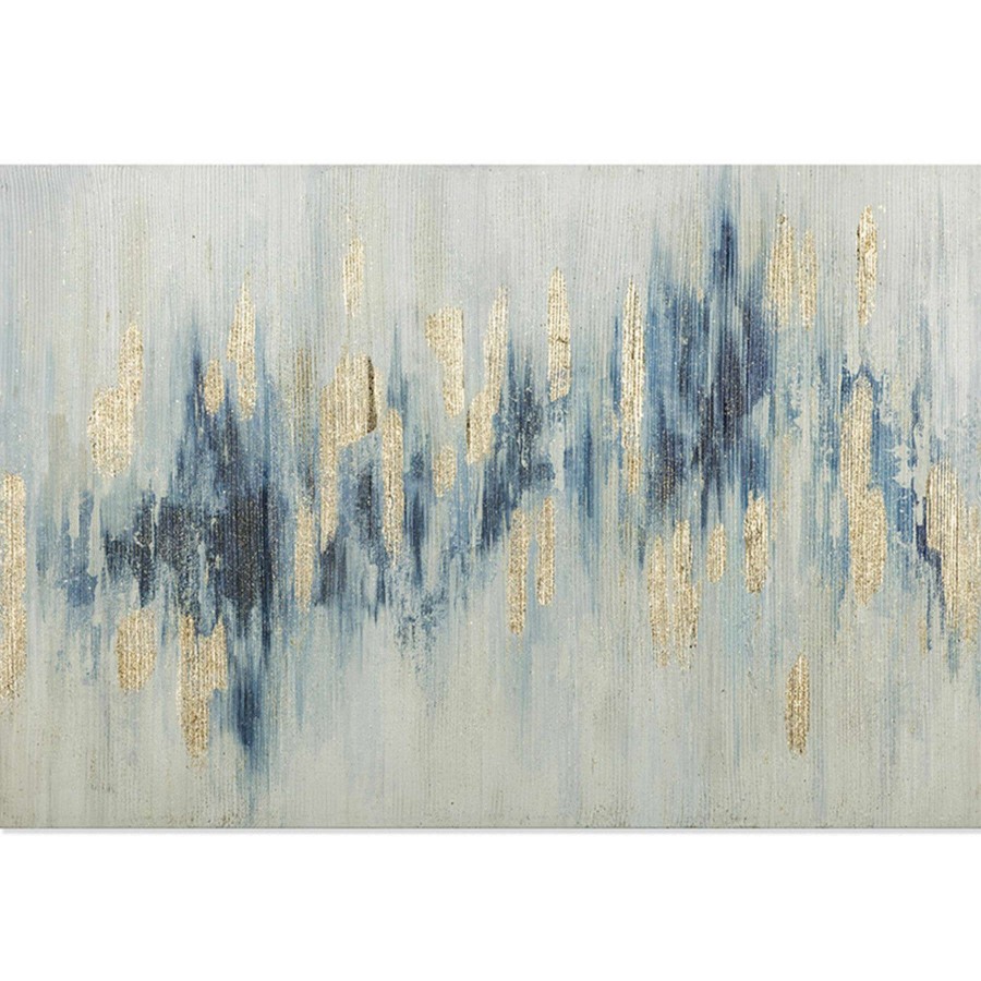 Wall Art * | Blue & White Glittered Abstract Canvas Wall Art, 36 24 Special Design