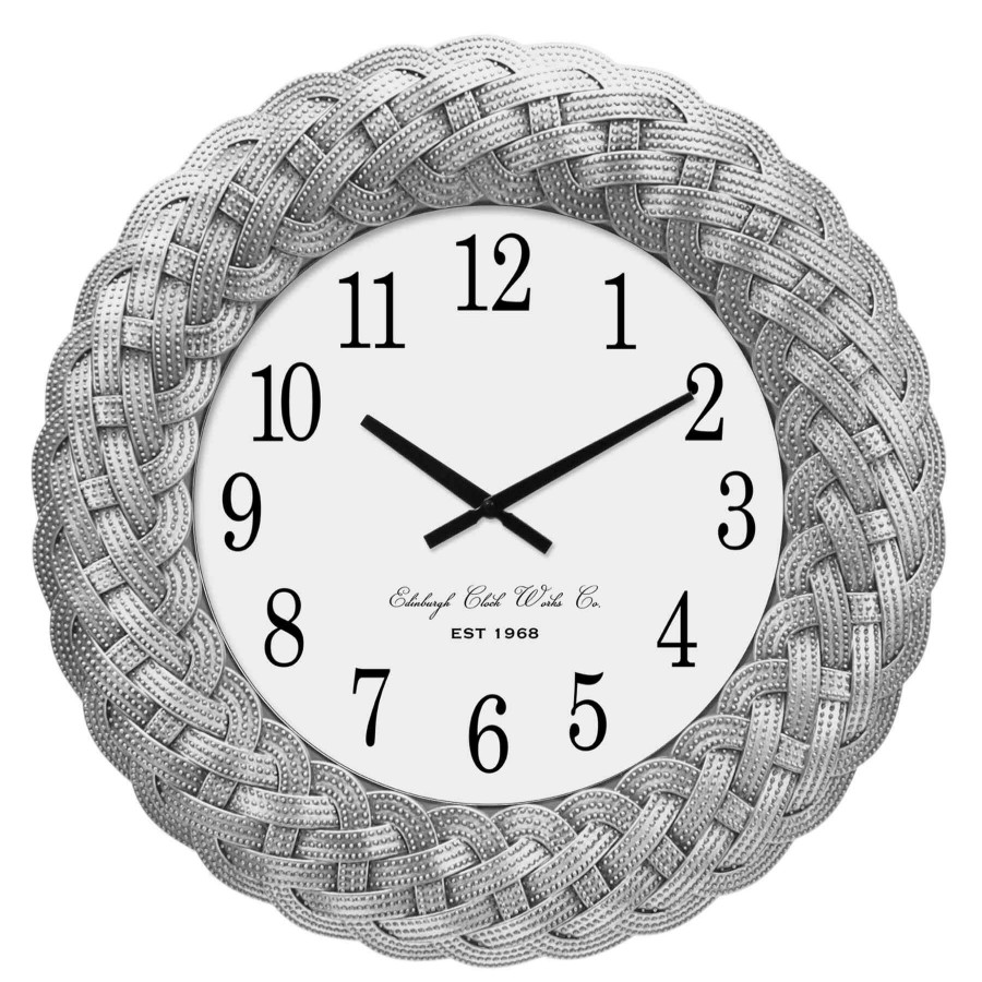 Clocks * | 23In. Matte Silver Elegance Round Wall Clock Brilliant Design