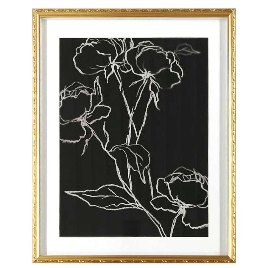 Wall Art * | Glass Framed Floral Print Wall Art, 24 30 Hot Sale