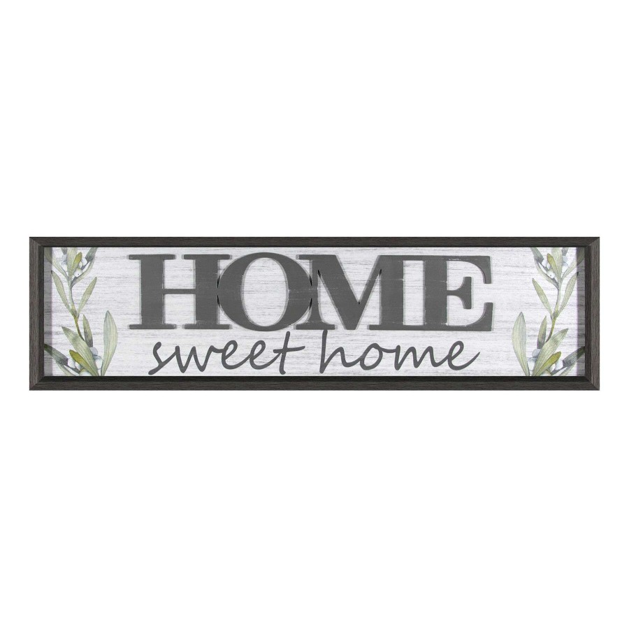 Wall Art * | 8X30 Home Sweet Home Textured Framed Plaque With Lifted Word Original Model