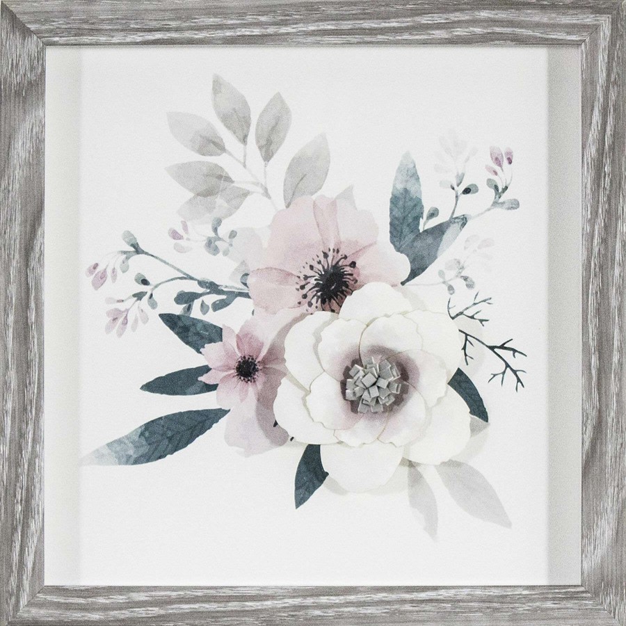 Wall Art * | Honeybloom Glass Framed 3D Pink Floral Watercolor Wall Art, 11 Limited Edition