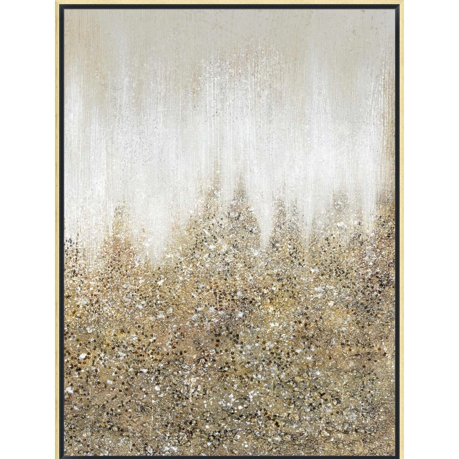 Wall Art * | 30X40 Gold Glitter Abstract Framed Enhanced Canvas Best Sale