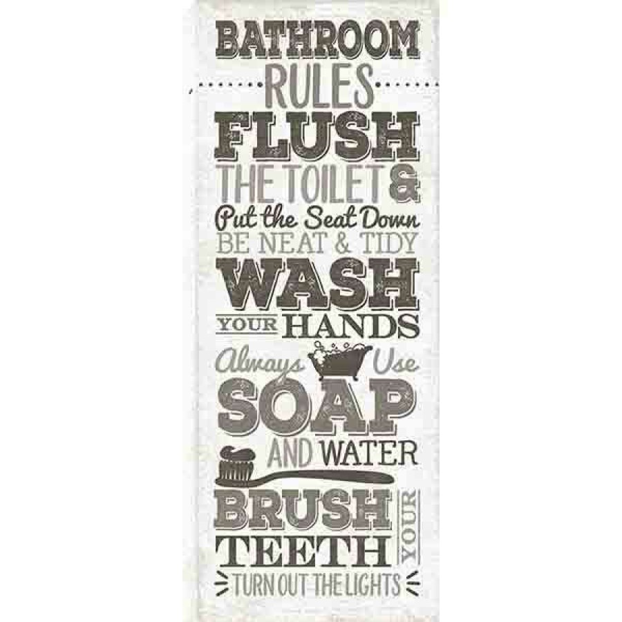 Wall Art * | Bathroom Rules Textured Canvas Wall Art, 8 20 Discounts Online