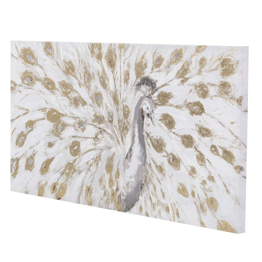 Wall Art * | Gold Foiled Peacock Canvas Wall Art, 48 24 New Products