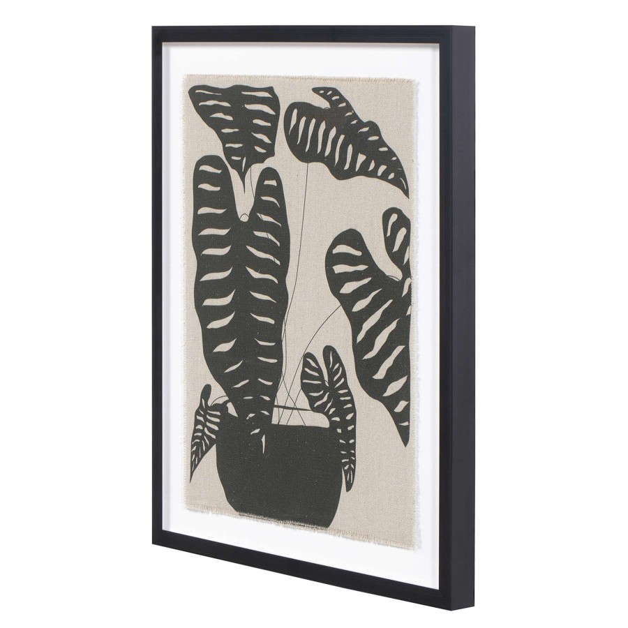 Wall Art * | Glass Framed Banana Leaf Print Wall Art, 20 24 Best Quality