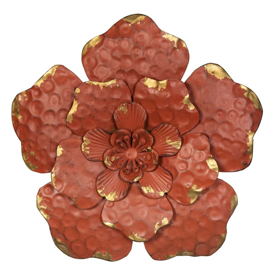 Wall Art * | 6X6 Red Metal Flower New Products