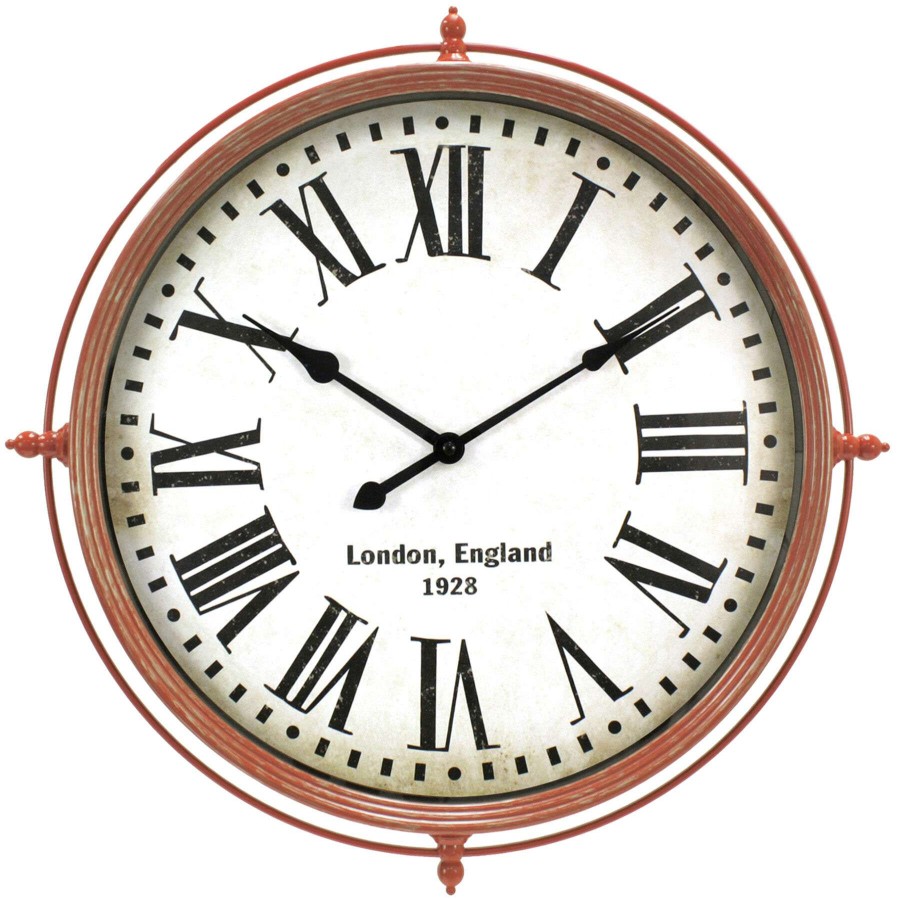 Clocks * | 20In. Red/Gold Somerset Round Wall Clock Original Model