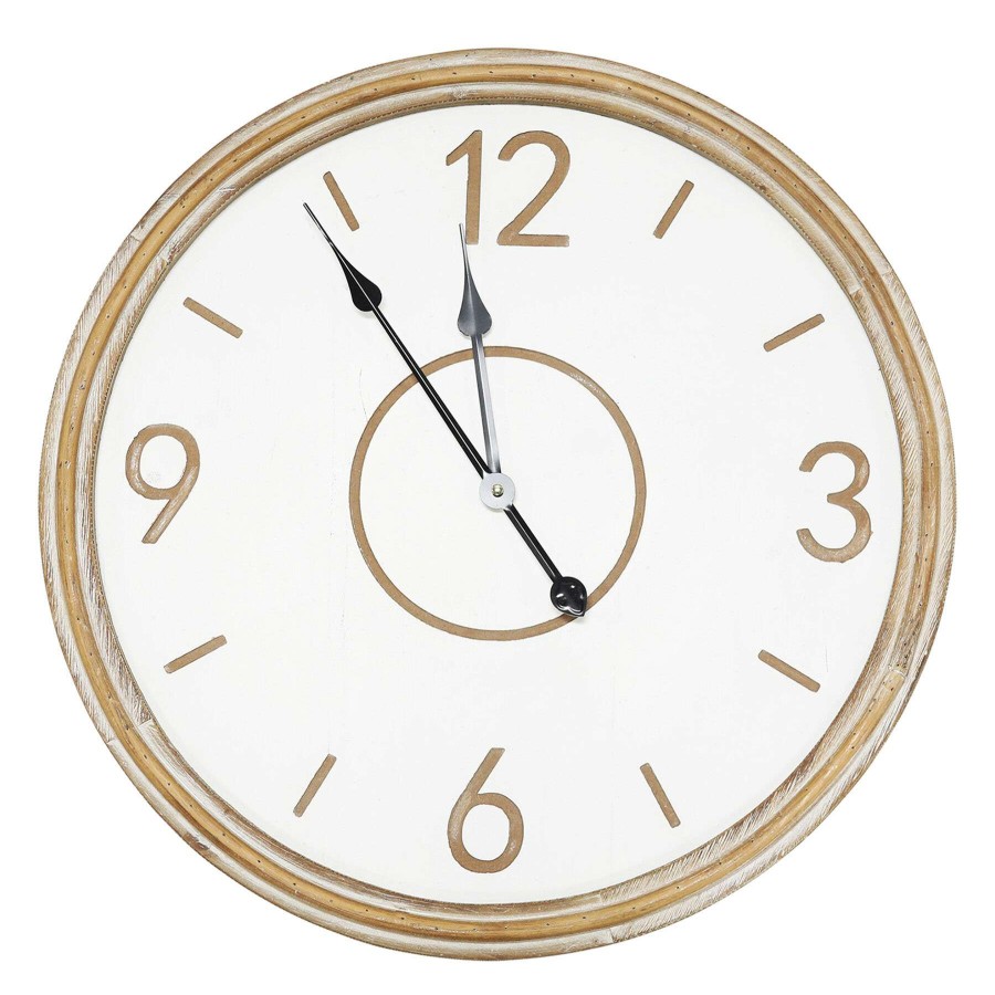 Clocks * | Natural Round Wall Clock, 24 High Quality