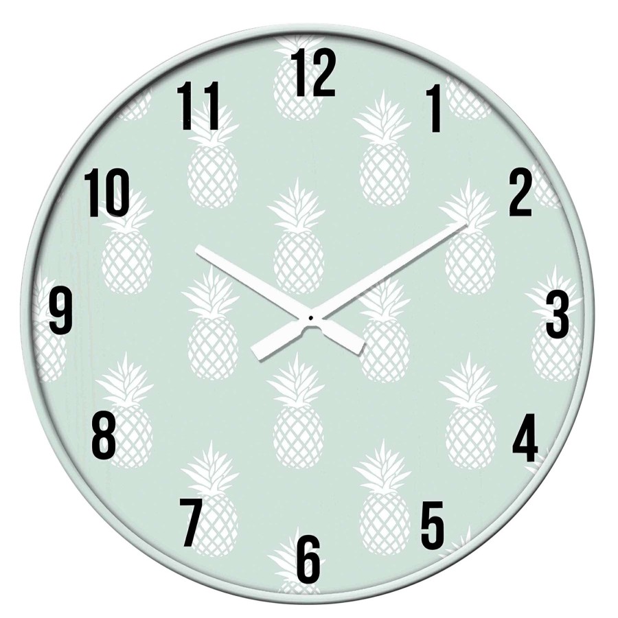 Clocks * | Grace Mitchell Pineapple Green Wall Clock, 20 New Arrivals