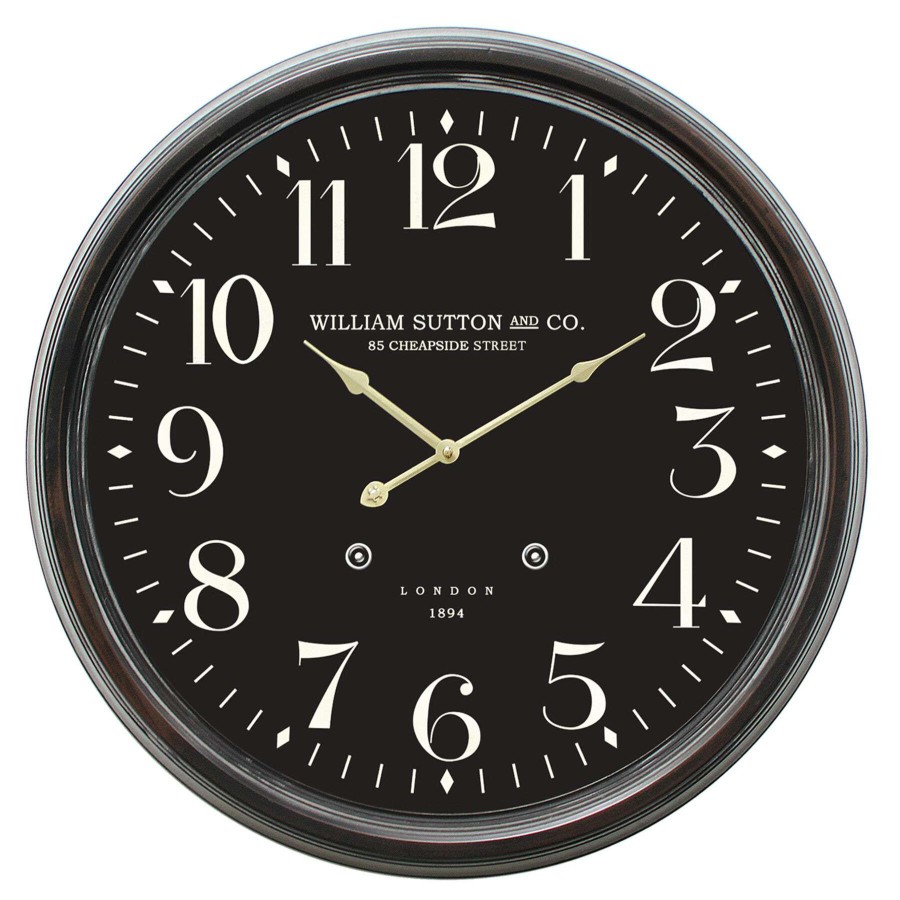 Clocks * | 24X24 Metal Round Black Wall Clock Online Discount