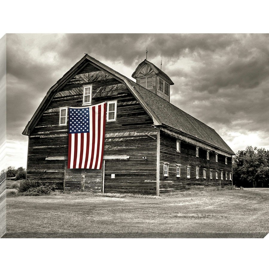 Wall Art * | 30X40 Americana Barn In Sepia Textured Canvas Hot Sale