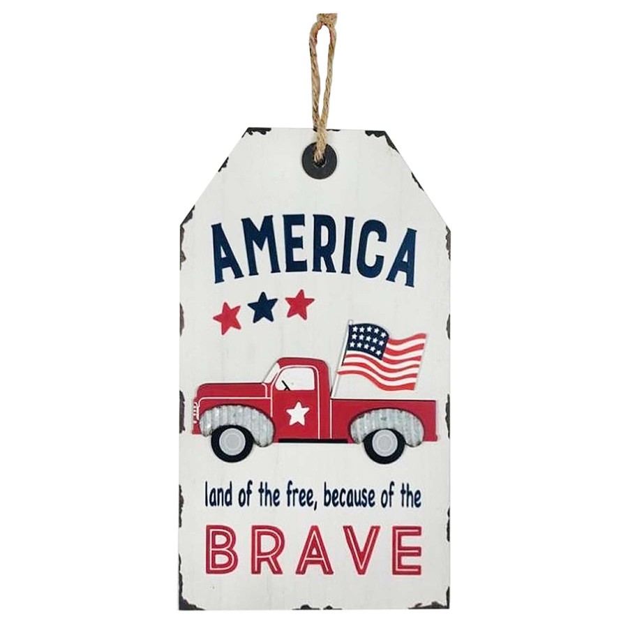 Wall Art * | Patriotic Farm Truck Hanging Sign, 14 Online