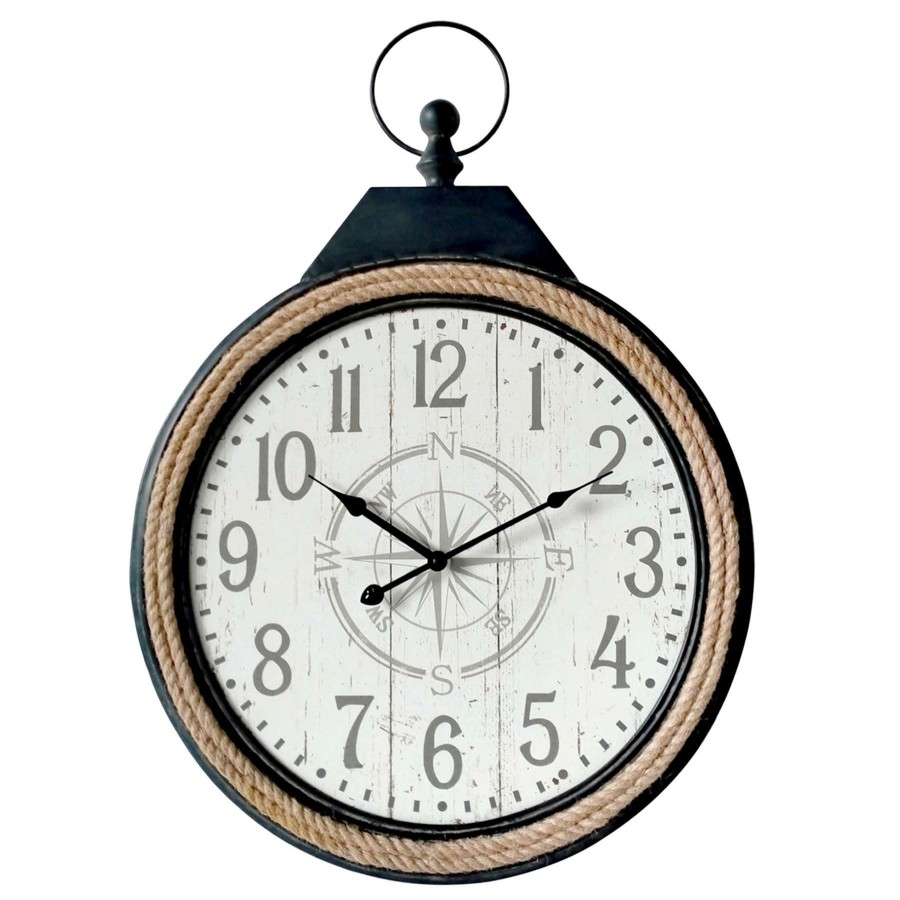 Clocks * | 20X20 Metal Rope Black Metal Clock Glamor Model