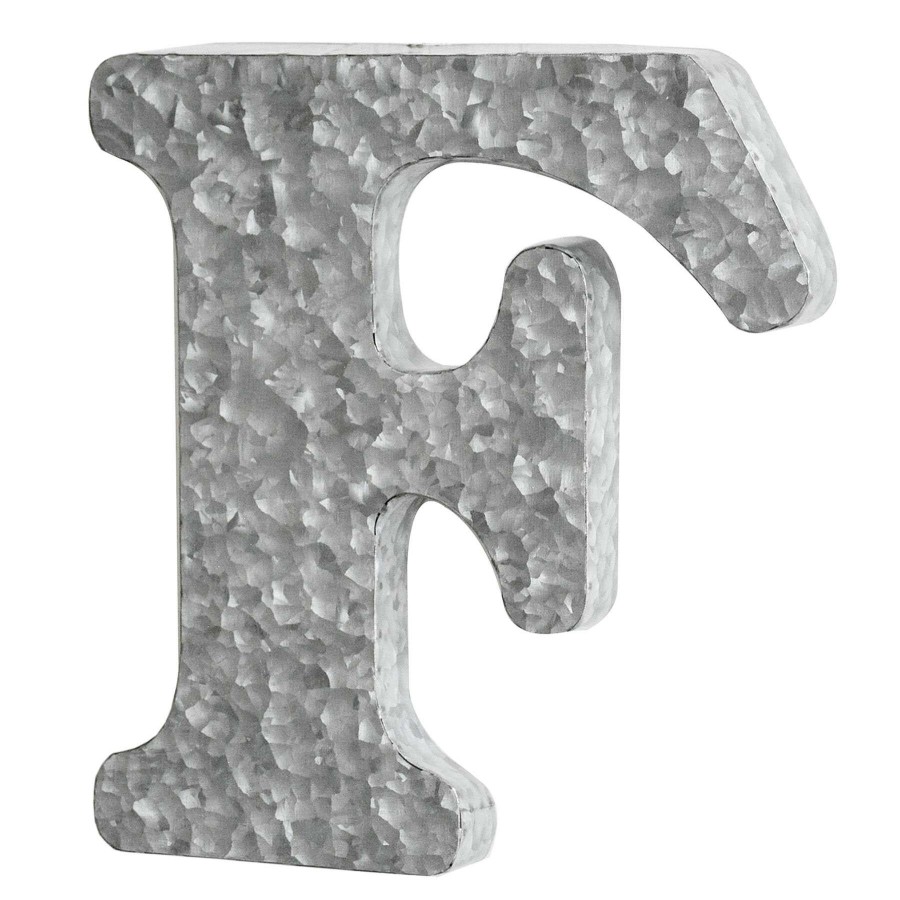 Wall Art * | 12In. Galvanized Metal Monogram F Special Design