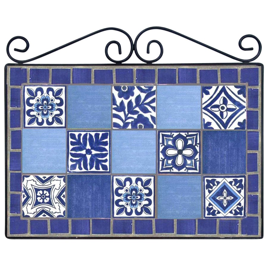 Wall Art * | Blue Talavera Tile Mosaic Wall Decor, 17 14 At Unbeatable Price