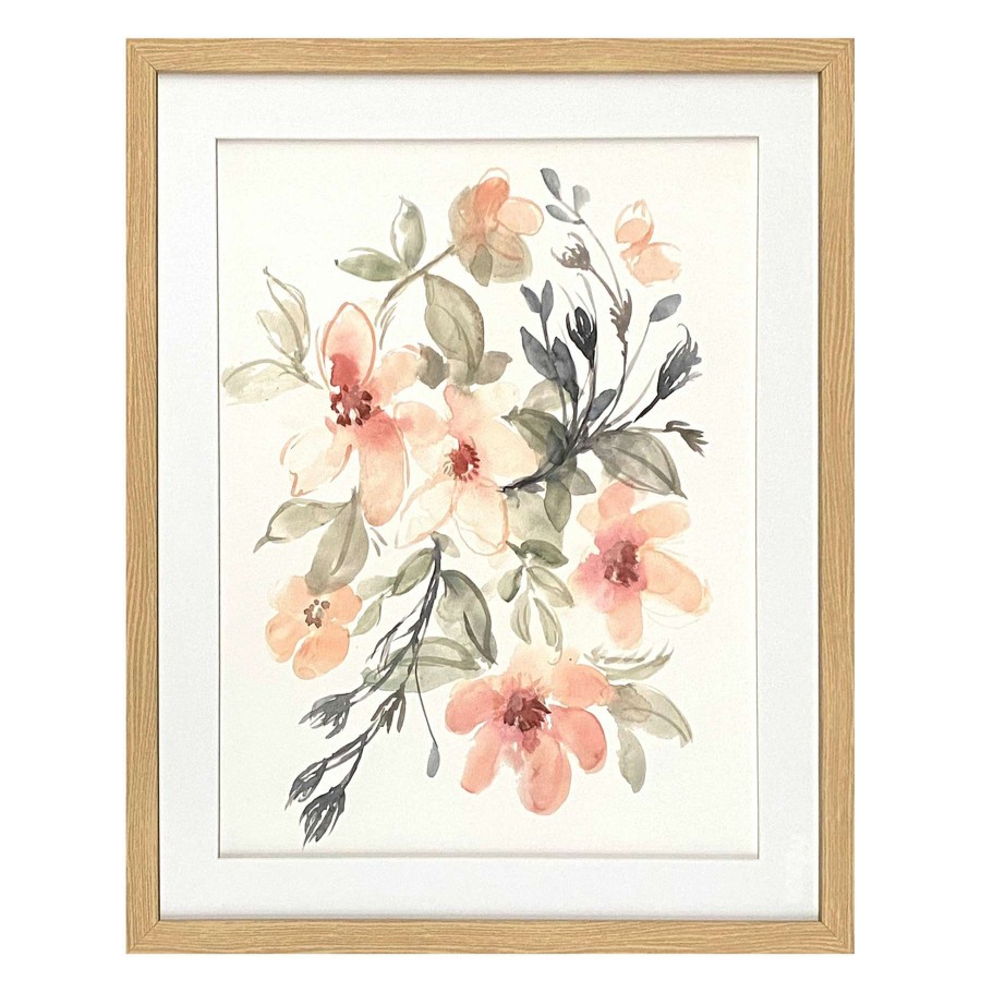 Wall Art * | Glass Framed Floral Print Wall Art, 17 21 Top Sell