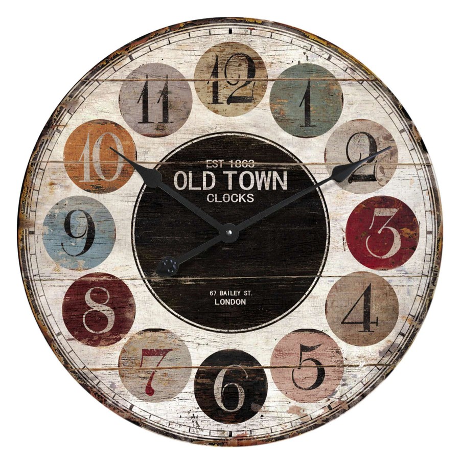 Clocks * | 23In Round Wood Clock Tendy Style