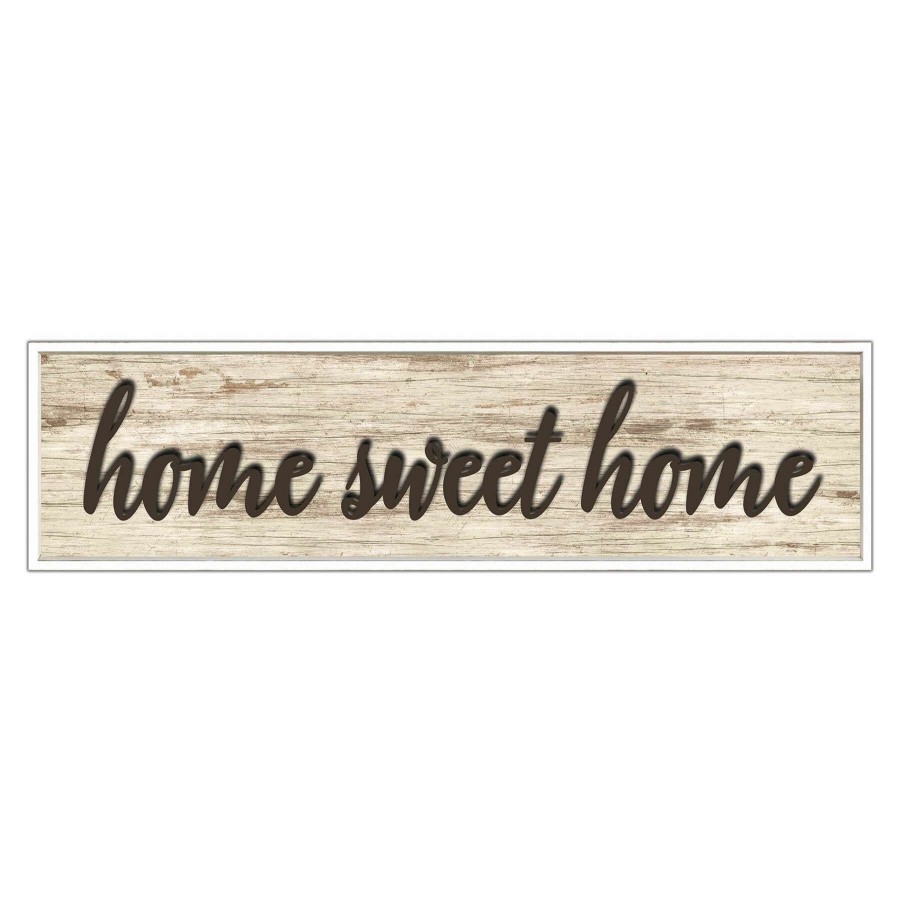 Wall Art * | 8X30 Home Sweet Home Framed Plaque With Lifted Word Online