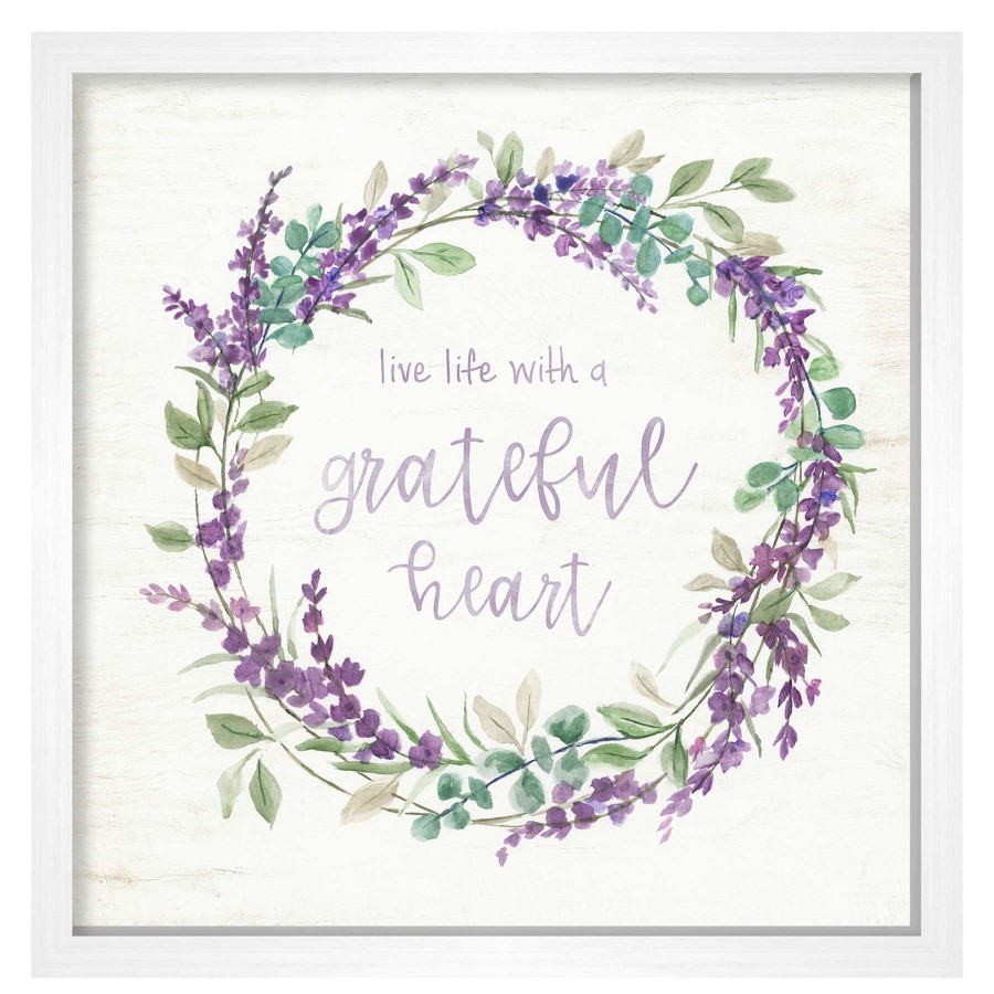 Wall Art * | Grace Mitchell Framed Lilac Wreath Wall Art, 15 Clearance