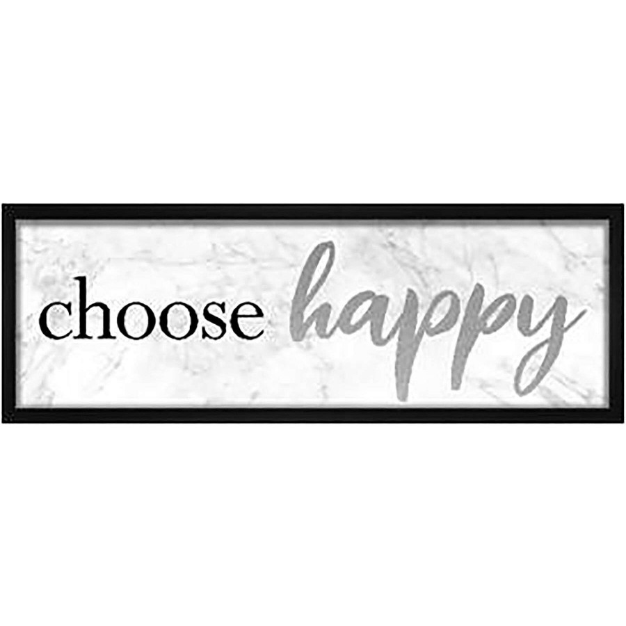 Wall Art * | 12X36 Choose Happy Framed Print On Glass Brilliant Design