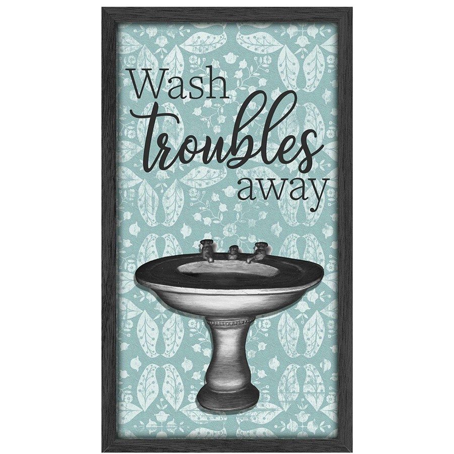 Wall Art * | 7X13 Wash Troubles Away Framed With Sink Resin Under Glass Glamor Model