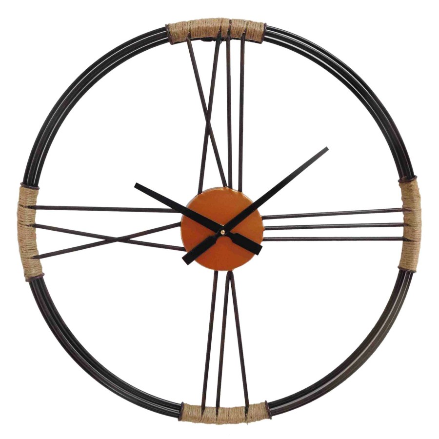 Clocks * | Metal & Twine Wall Clock, 24 Top Sell