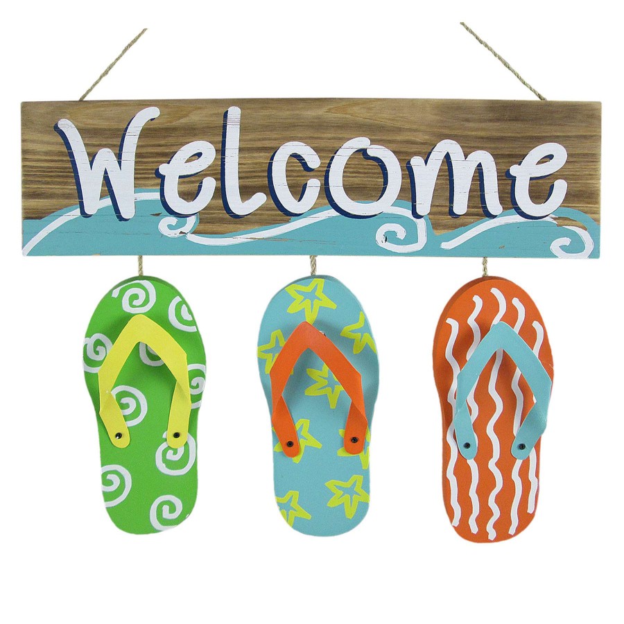 Wall Art * | Flip Flop Welcome Wall Sign, 14 11 Outlet