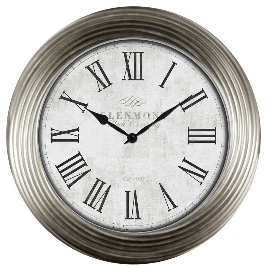 Clocks * | 30X30 Antique Silver Grapevine Wall Clock Promotion