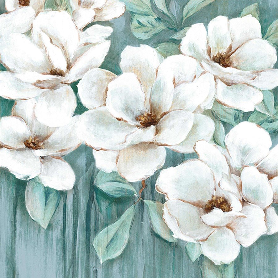 Wall Art * | Ivory & Teal Magnolias Canvas Wall Art, 12 New Products