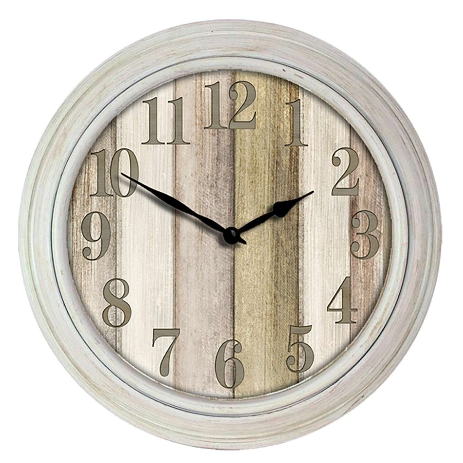 Clocks * | Ac 12In Distd Wood Wht Frm New Arrivals