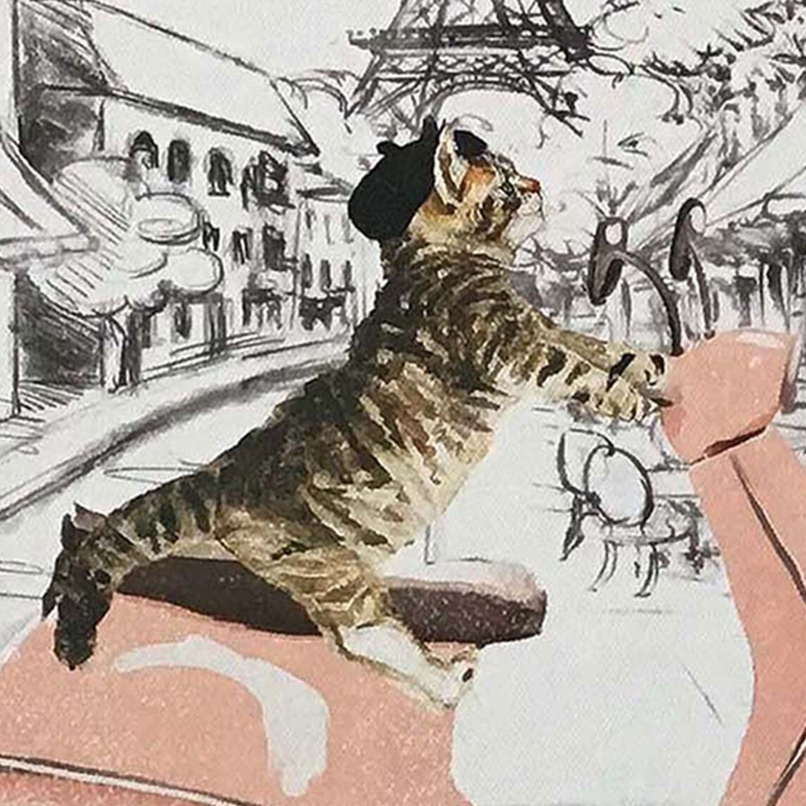 Wall Art * | Paris Cat Canvas Wall Art, 12 Half Price