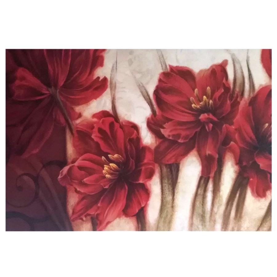 Wall Art * | Red Flowers Canvas Wall Art, 36 24 Online