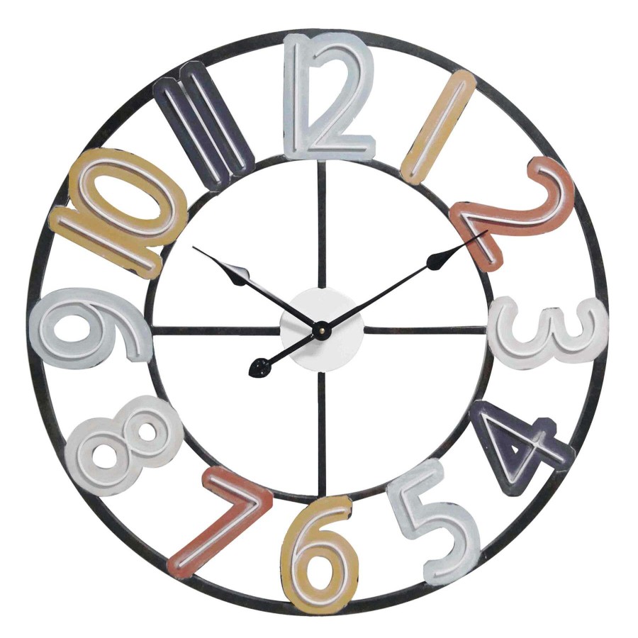 Clocks * | 30X30 Metal Round Multi Color Wall Clock Best Quality