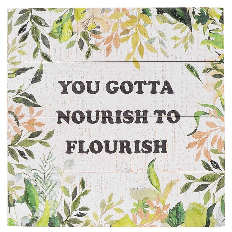 Wall Art * | Nourish To Flourish Wall Sign, 12 Online Discount